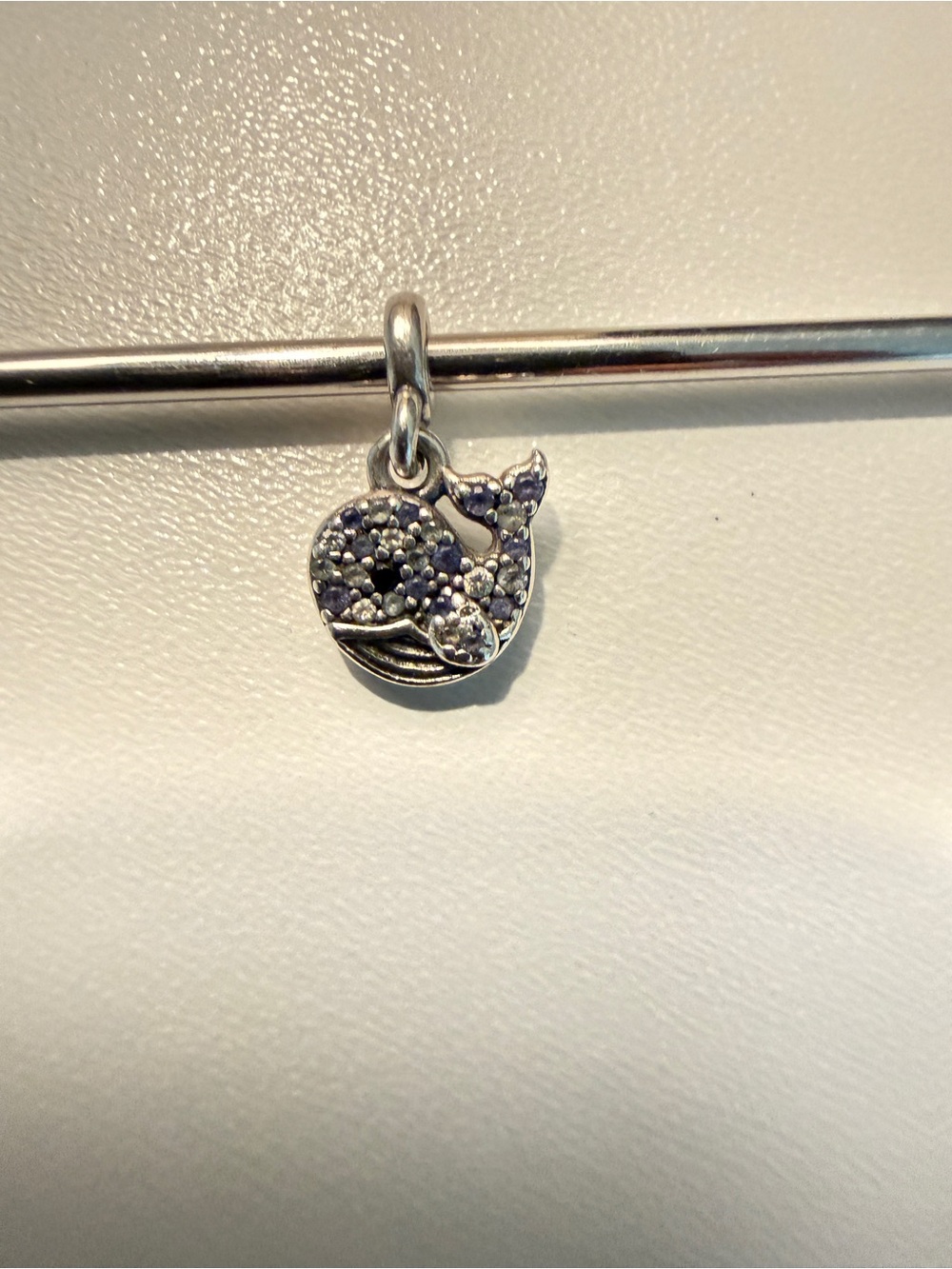 Silver Whale Charm Pendant with Purple Stones -whale ME CHARMS